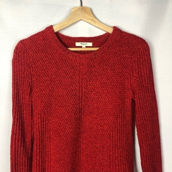 Madewell Red Hexcomb Texture Pullover Crew Neck Knit Sweater XS - Picture 4 of 8